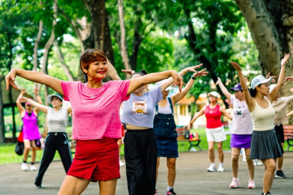 Senior walking in a park, gentle return to activity after cataract surgery