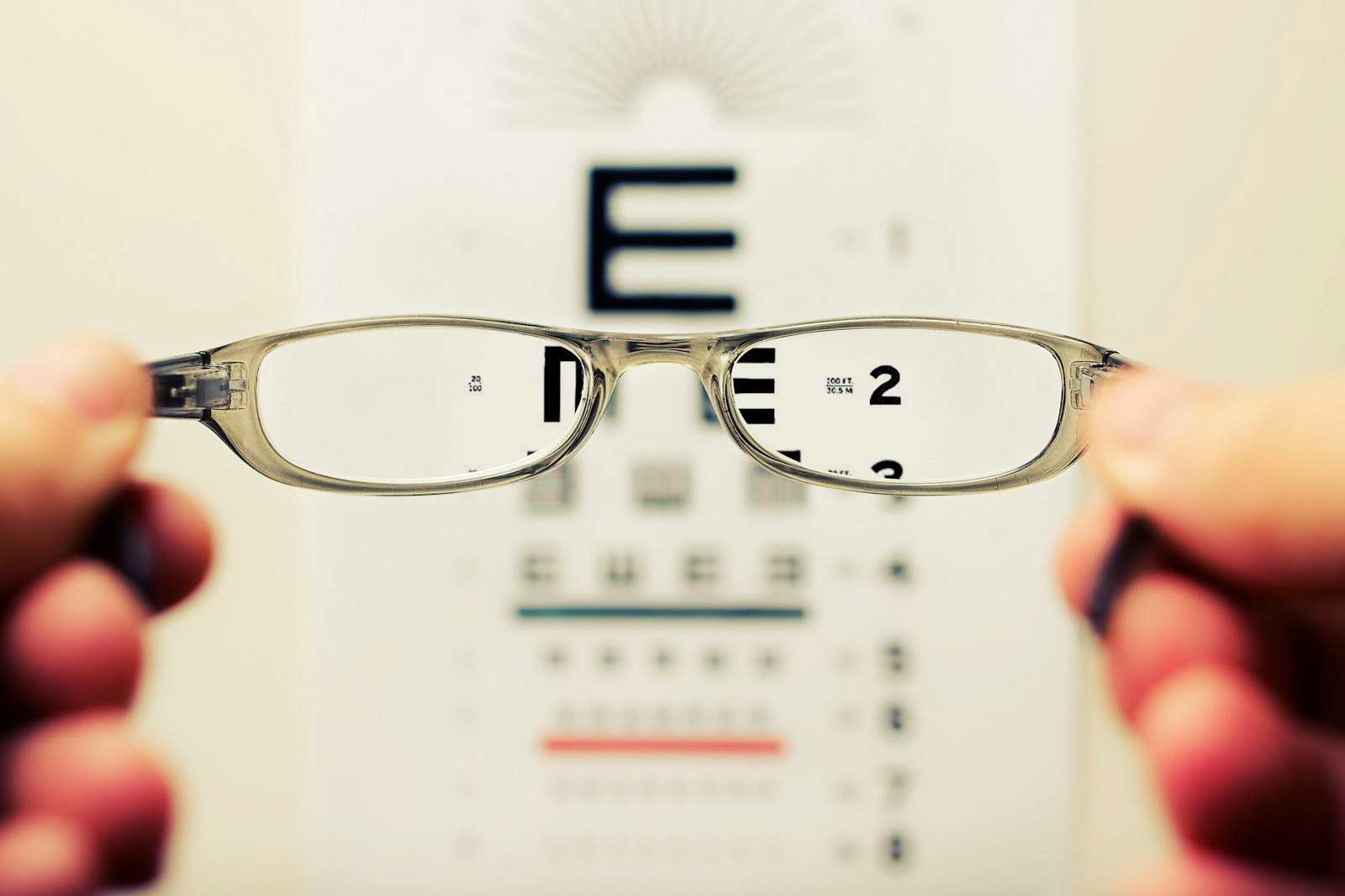Visual acuity chart during an eye examination