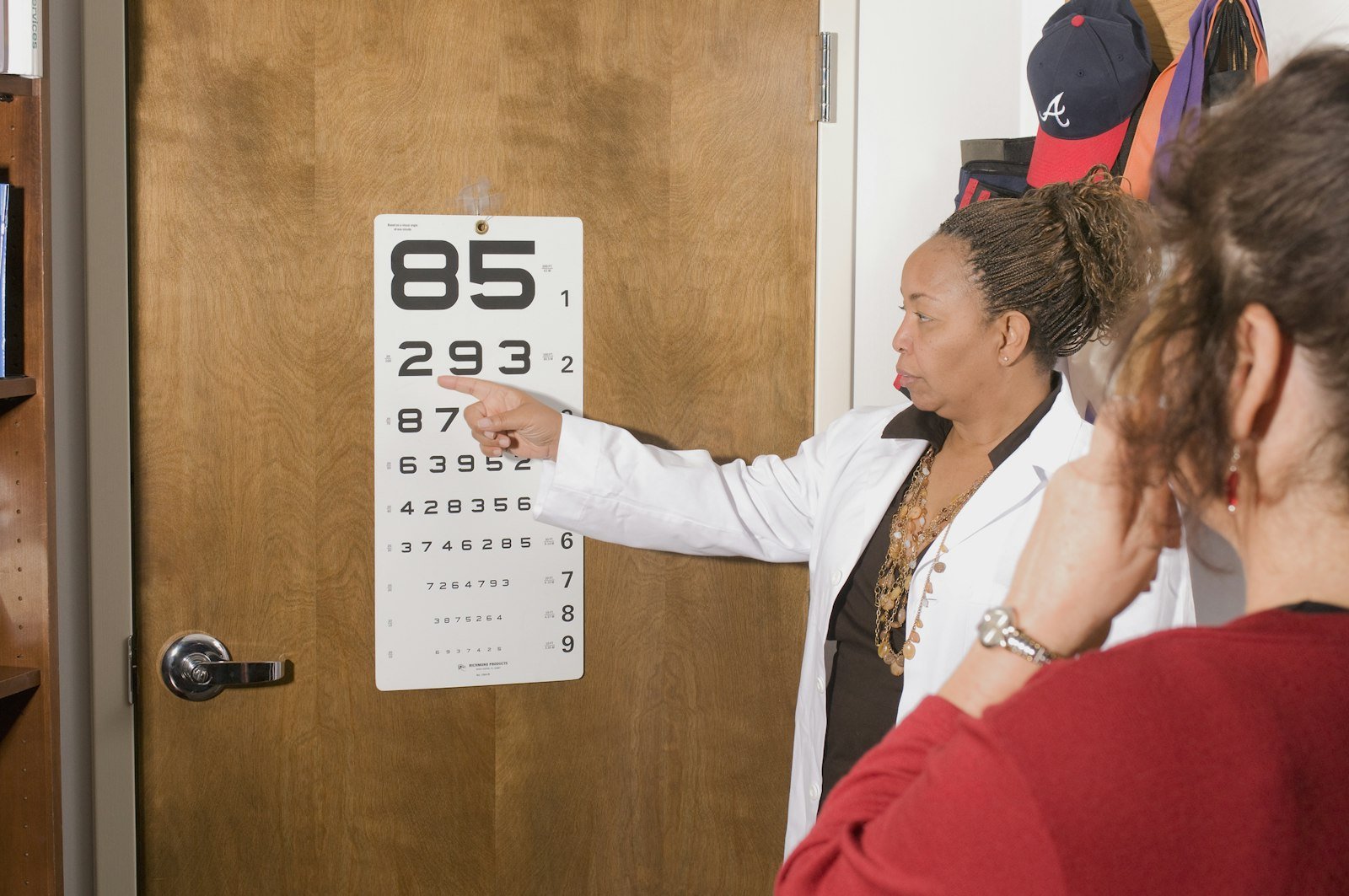 Ophthalmologic examination to assess reduced visual acuity